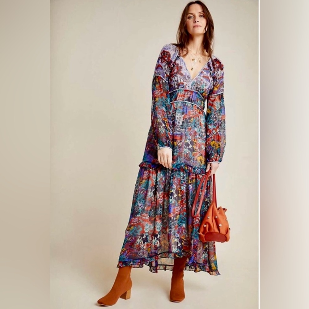 Anthropologie Maeve Annabelle Print Maxi Dress